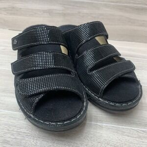 Finn Comfort Cremona Sandals Black Leather Triple Strap Comfort Shoes 5